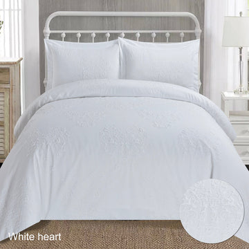 Carleton Embellished Duvet Cover Set | White Heart (Assorted sizes)